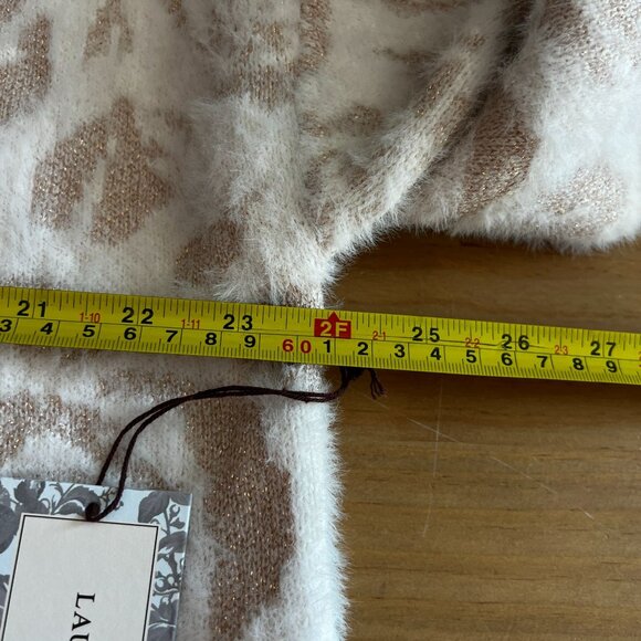 Laura Ashley Womens Plus Sz 1X Knit Sweater Floral Fuzzy Print Pink Rose - Picture 7 of 9